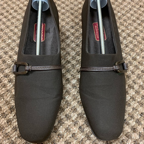 Munro slip on brown heeled shoes with buckle womens - Picture 1 of 6